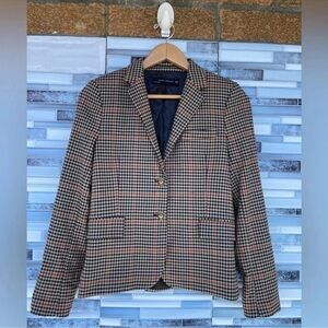zara check gingham blazer jacket button size XS